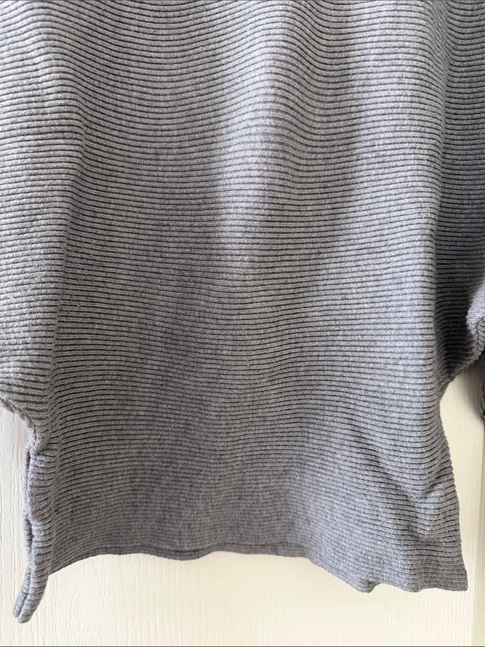 Light Gray Off-the-Shoulder Ribbed Sweater - Picture 3 of 4